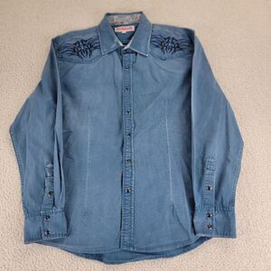 Drysdales Western Wear Pearl Snap Shirt Mens L Embroidered Cowboy Western